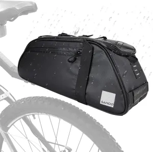 CARTMAN Bike Reflective Rear Rack Bag, Water Resistant Bicycle Saddle Panniers, 8L Capacity Trunk Storage Bag Cycling Back Seat Cargo Carrier Pouch with Shoulder Strap Trave