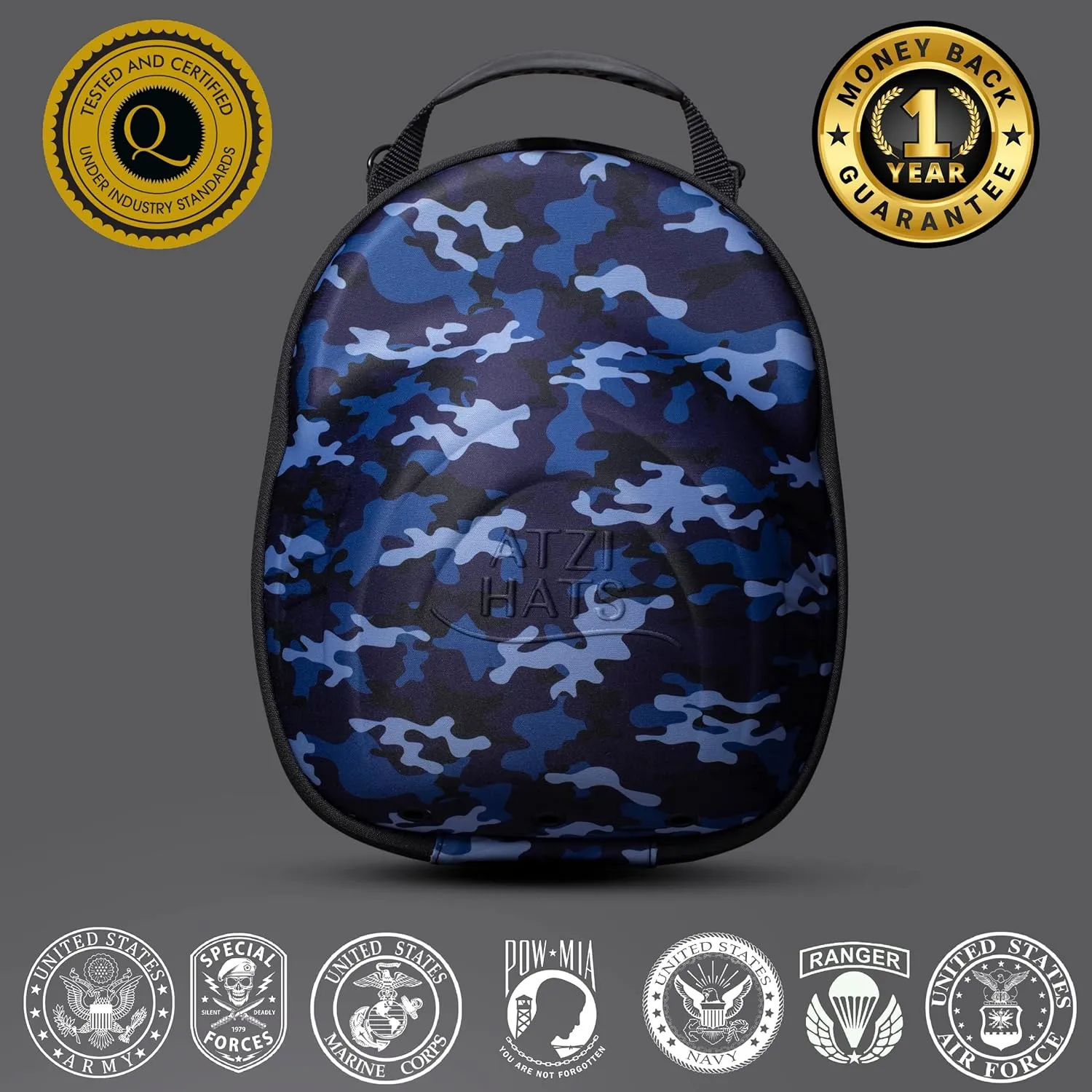 Case for Baseball Caps Hard Travel Hat Case Cap Carrier Hats Storage Box Shoulder Strap Carabiner Fits 6 Hats