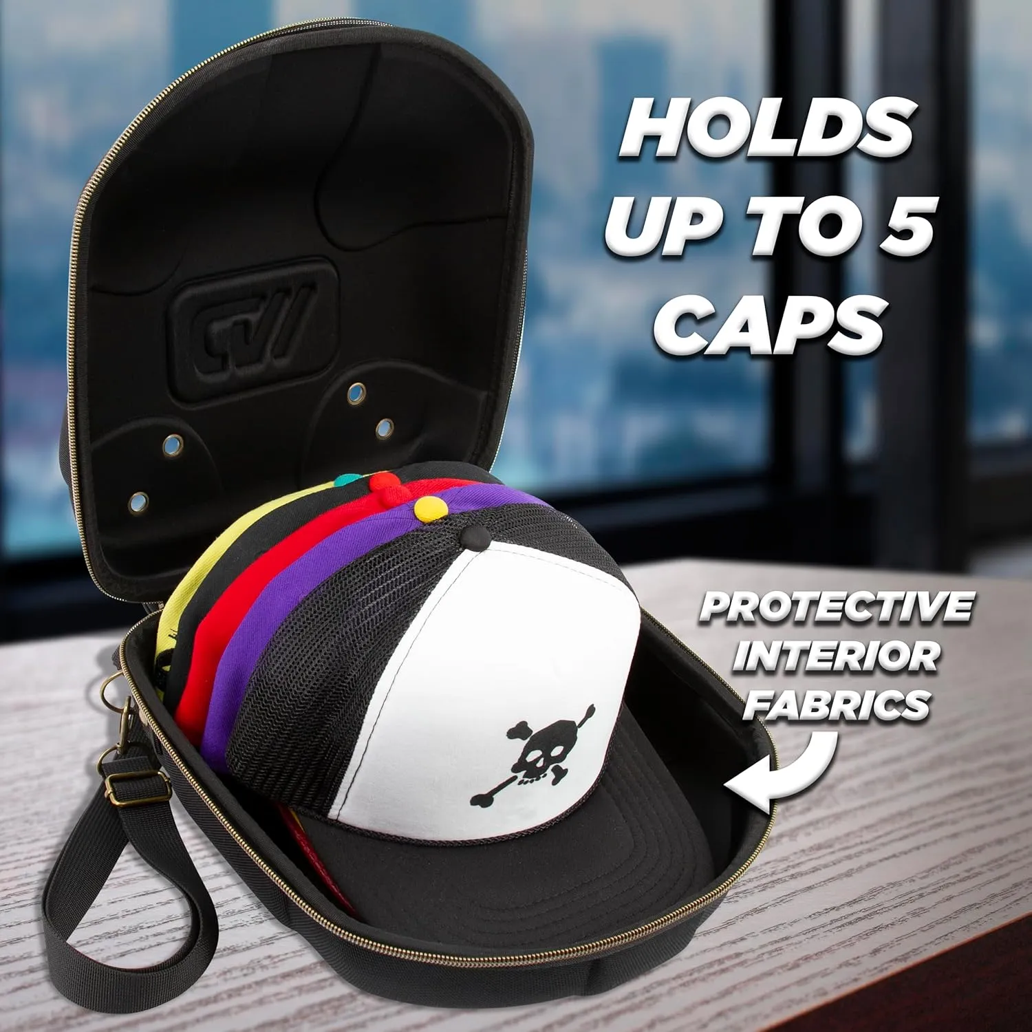 CASEMATIX Hat Travel Case for Baseball Caps with Crush-Resistant Hard Shell Outer