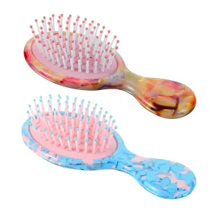 Cellulose Acetate Handle Hair Brush, SINIDE Mini Cushion Massage Hair Comb for Women Men Ladies, Travel Size Hairbrush Accessories for Straight Long Short Hair