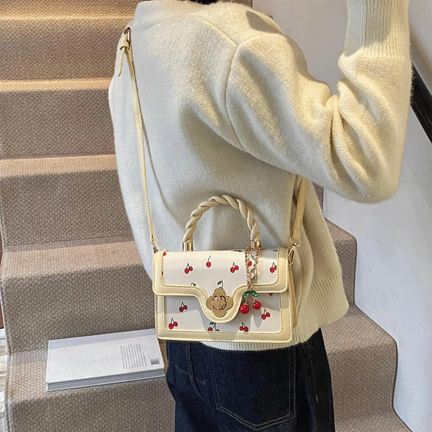 Cherry Handbag for Women Cute Aesthetic Y2K Purse Kawaii Trendy Summer Spring Crossbody Shoulder Bag