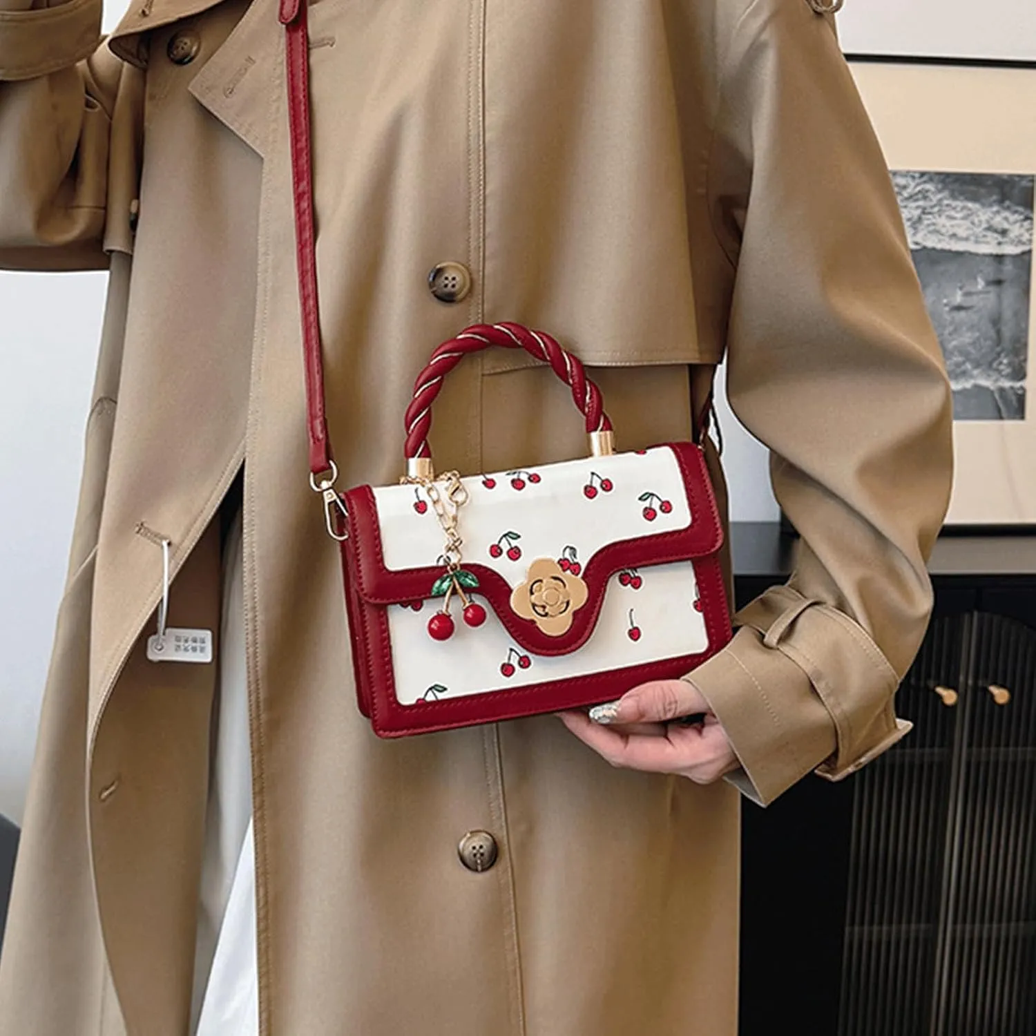 Cherry Handbag for Women Cute Aesthetic Y2K Purse Kawaii Trendy Summer Spring Crossbody Shoulder Bag