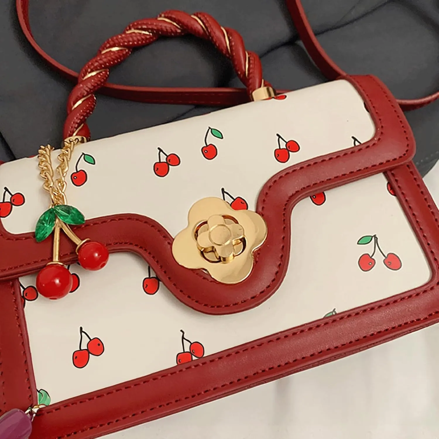 Cherry Handbag for Women Cute Aesthetic Y2K Purse Kawaii Trendy Summer Spring Crossbody Shoulder Bag