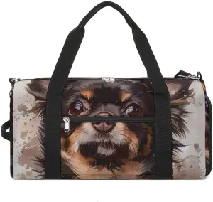 Chihuahua Dog Watercolor Gym Sport Bag Travel Duffel Bags Tote with Shoe Compartment Water Resistant Pouch Unisex