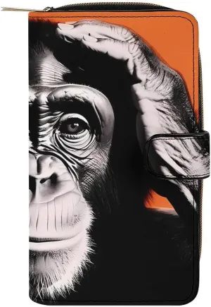 Chimp Upset Monkey Funny RFID Blocking Wallet Slim Clutch Organizer Purse with Credit Card Slots for Men and Women