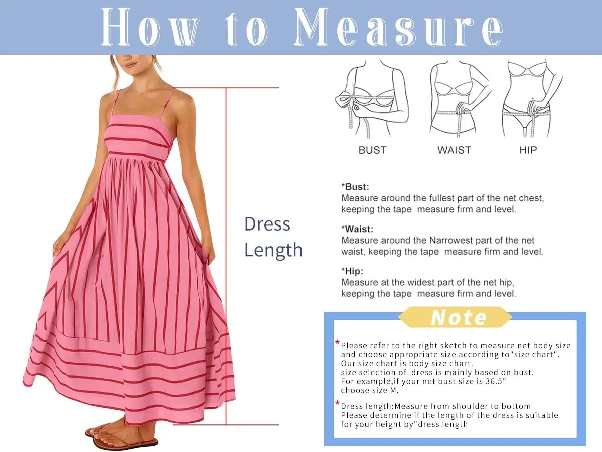 chouyatou Women's Striped Back Smocked Maxi Dress Sexy Spaghetti Strap Cut Out Flowy Swing Long Dress