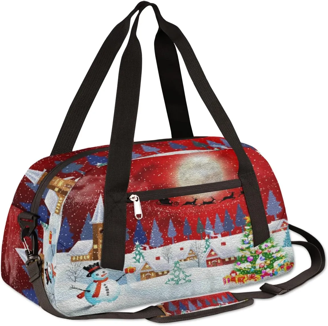 Chrismas Holiday Kids Duffel Bag for Girls Boys Teens, Oil Painting Dance Bag Overnight Small Duffel Bag Carry On Weekend Sports Gym Travel Bag for School Practice Gymnastics Ballet