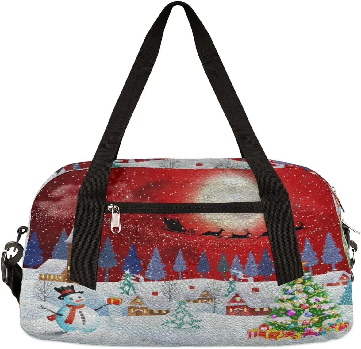 Chrismas Holiday Kids Duffel Bag for Girls Boys Teens, Oil Painting Dance Bag Overnight Small Duffel Bag Carry On Weekend Sports Gym Travel Bag for School Practice Gymnastics Ballet