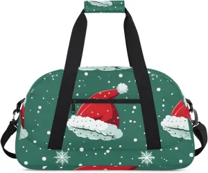 Christmas Hat Boys Girls Gym Bag Dance Perform Training Duffel Bags Weekender Carry-On Tote Luggage Bag Ideal for School Practice or Overnight Trips Red Hat