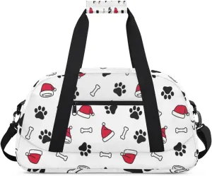 Christmas Hat Gym Duffel Bag for Men Women Merry Christmas Sports Tote Bag with Adjustable Shoulder Strap for Dance Gymnastics Traveling Outdoor Camping Overnight Stay