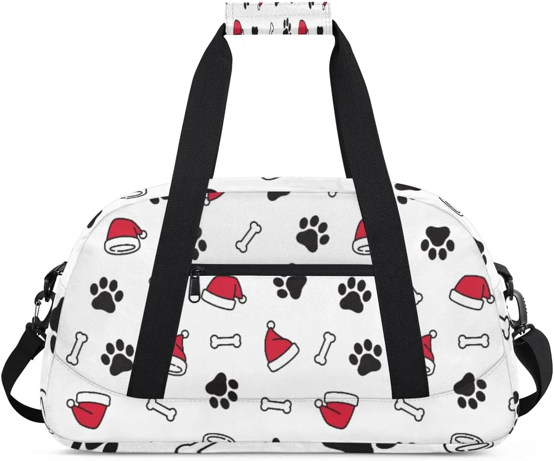 Christmas Hat Gym Duffel Bag for Men Women Merry Christmas Sports Tote Bag with Adjustable Shoulder Strap for Dance Gymnastics Traveling Outdoor Camping Overnight Stay