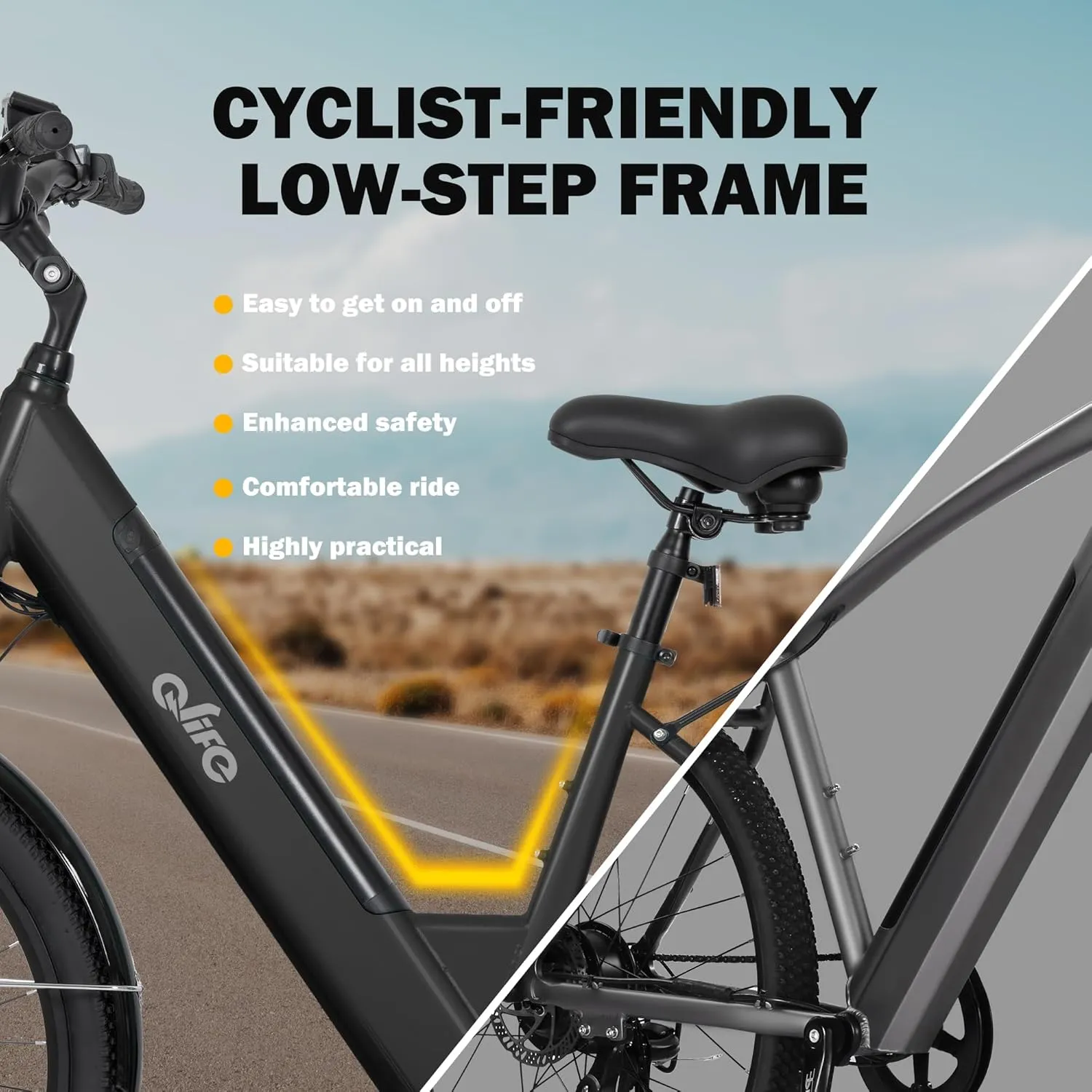 Cityone 2.0 Electric Bike for Adults,Up to 65Miles,28MPH,1200W Peak Motor 26" Ebike,499WH UL2849 Certified Battery Electric Commuter Bicycle with Front Suspension & 7-Speed Ebikes