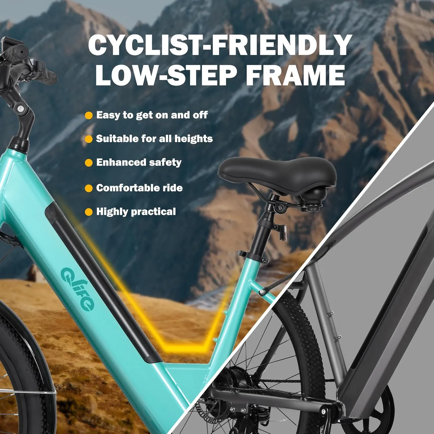 Cityone 2.0 Electric Bike for Adults,Up to 65Miles,28MPH,1200W Peak Motor 26" Ebike,499WH UL2849 Certified Battery Electric Commuter Bicycle with Front Suspension & 7-Speed Ebikes