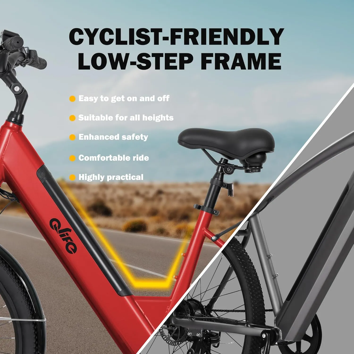Cityone 2.0 Electric Bike for Adults,Up to 65Miles,28MPH,1200W Peak Motor 26" Ebike,499WH UL2849 Certified Battery Electric Commuter Bicycle with Front Suspension & 7-Speed Ebikes