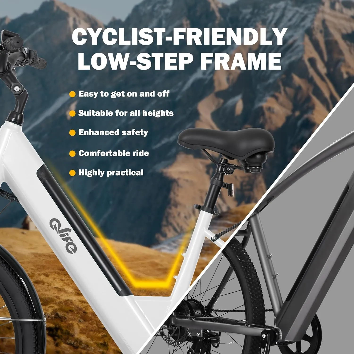 Cityone 2.0 Electric Bike for Adults,Up to 65Miles,28MPH,1200W Peak Motor 26" Ebike,499WH UL2849 Certified Battery Electric Commuter Bicycle with Front Suspension & 7-Speed Ebikes
