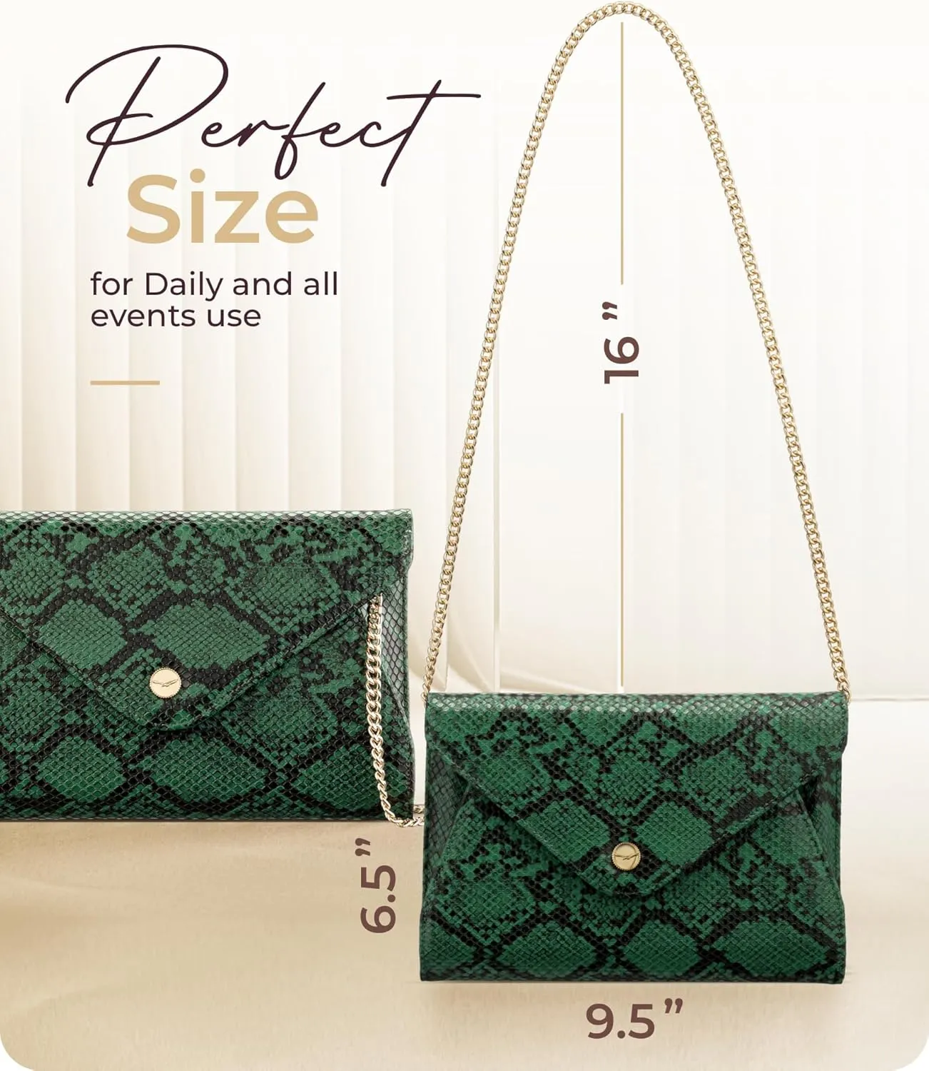Claasico Evening Clutch Purses For Women - Elegant Envelope Clutch RFID Bag with Detachable Chain