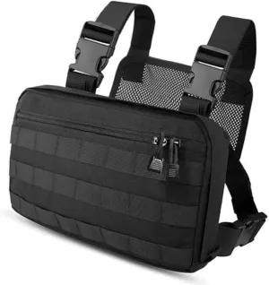Clakllie Radio Chest Bag Vest Rig Packs with Pocket Lightweight Utility Chest Pack Workouts Cycling Hiking Backpack,Black