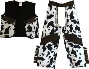 Classic Cowboy Chaps & Vest or Cowboy Chaps & Vest and Hat (Choose Style and Size)