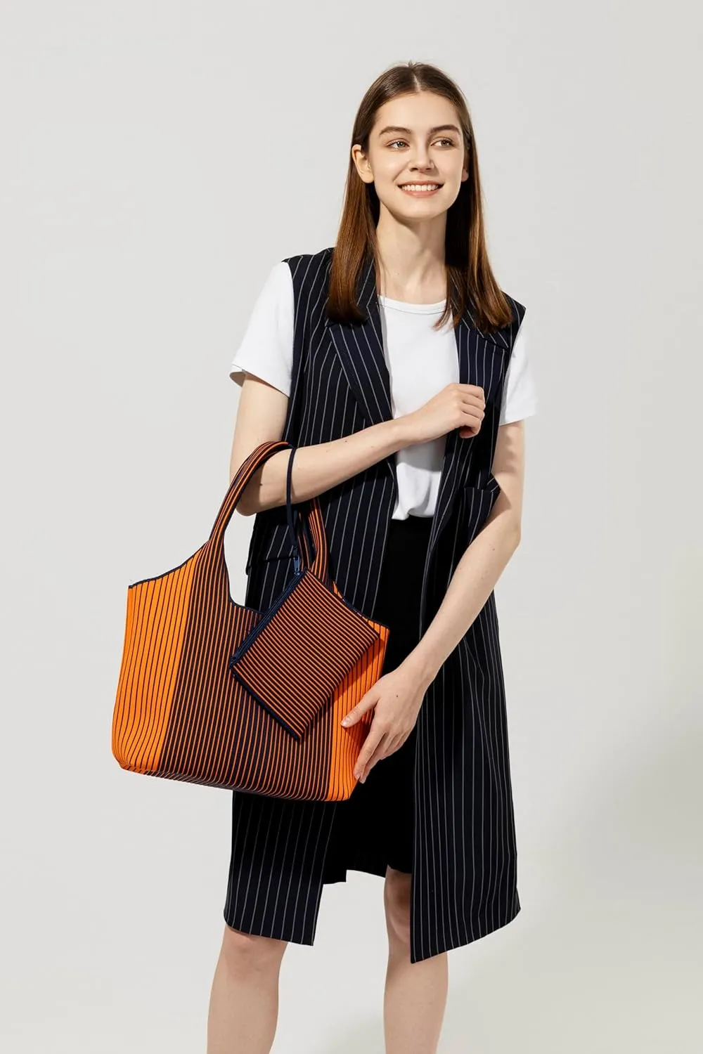 Classic Fashion Women's Striped Handbag, Knitted Bag, Large Capacity, Eco-friendly Materials