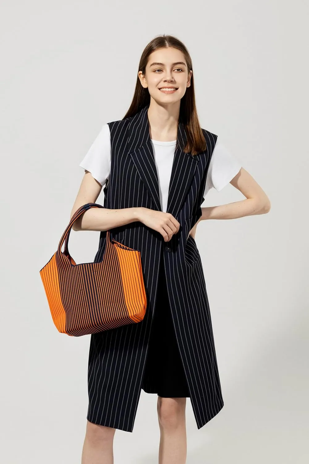 Classic Fashion Women's Striped Handbag, Knitted Bag, Large Capacity, Eco-friendly Materials