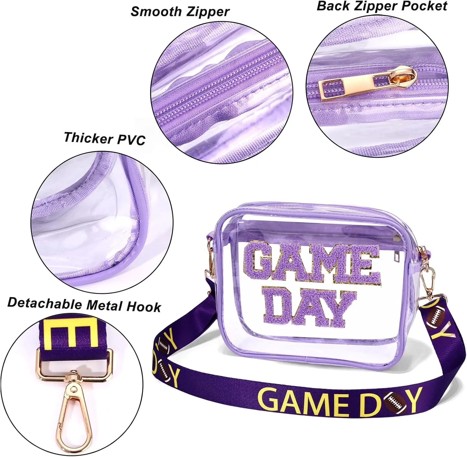 Clear Bag for Stadium Events,Game Day Clear Bag Stadium Approved Football Clear Crossbody Purse Bag for Sports