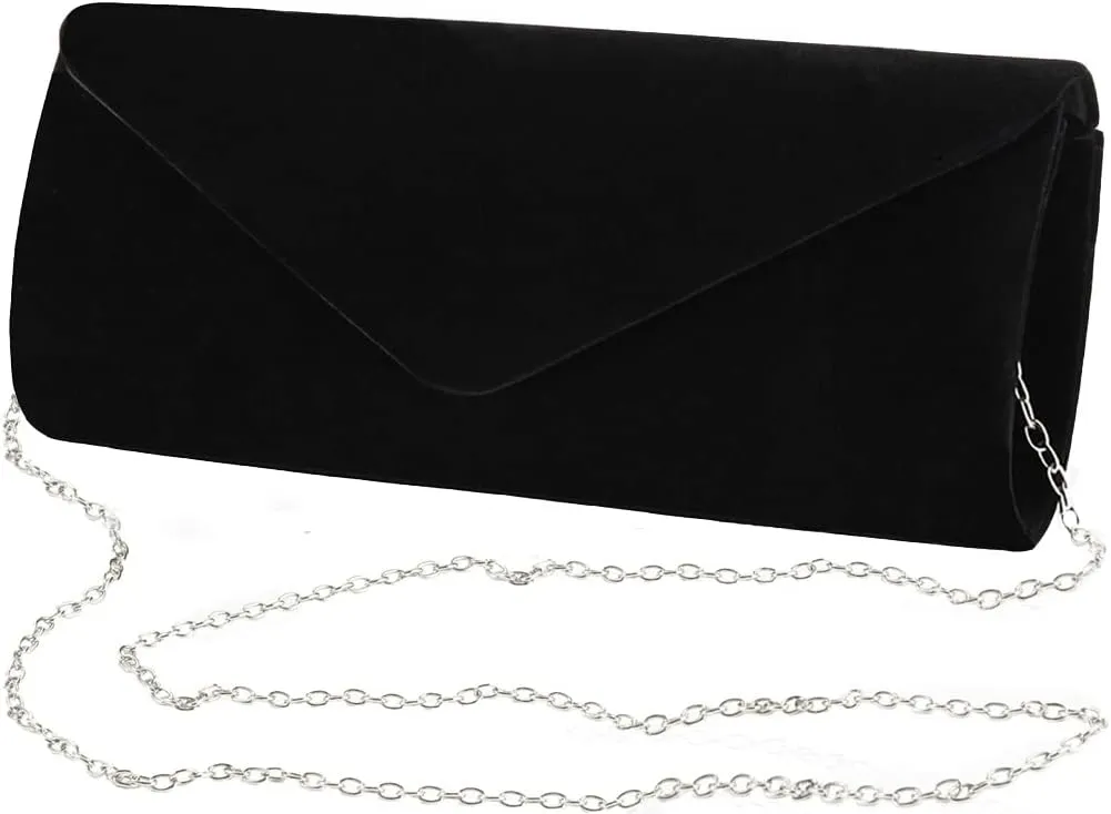 Clutch Purses Evening Bag for Women Party Prom Black-Tie Events Velvet Handbag Shoulder Cross Body Bag With Detachable Chain