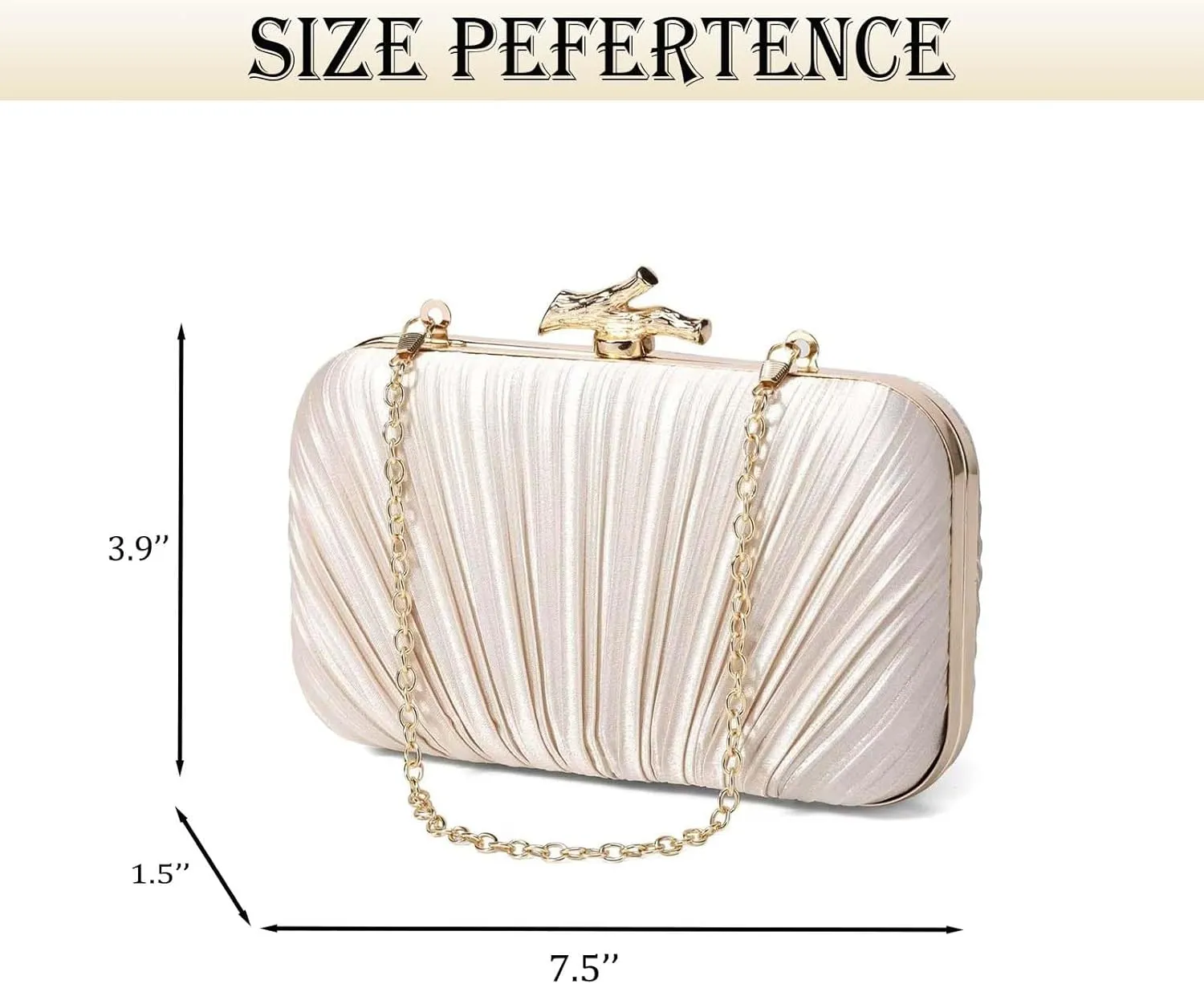 Clutch Purses for Women Evening Bag Pleated Clutch Handbags Chain Shoulder Bag Satin Purses for Wedding Party