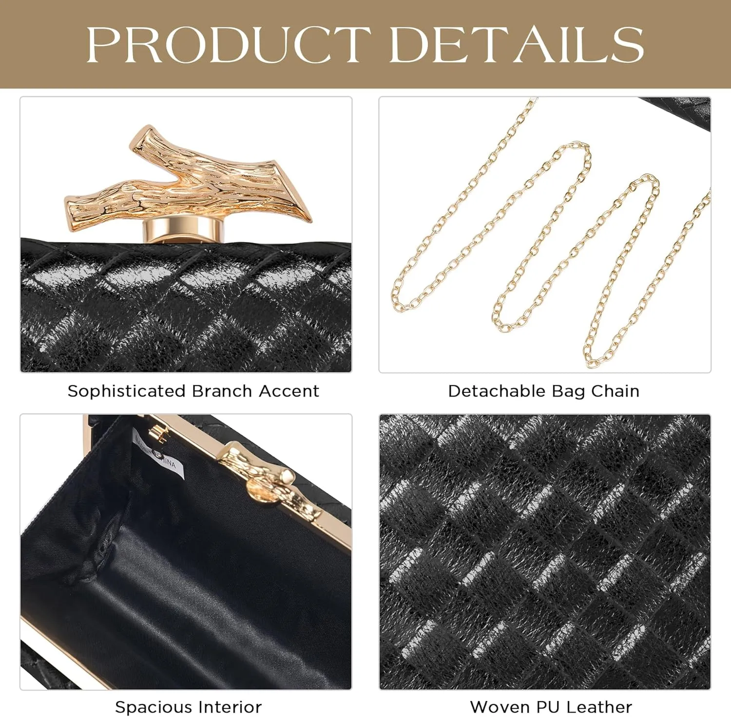 Clutch Purses for Women Evening/Wedding Chic Woven Bag Formal PU Leather Purse Designer Handbags for Women
