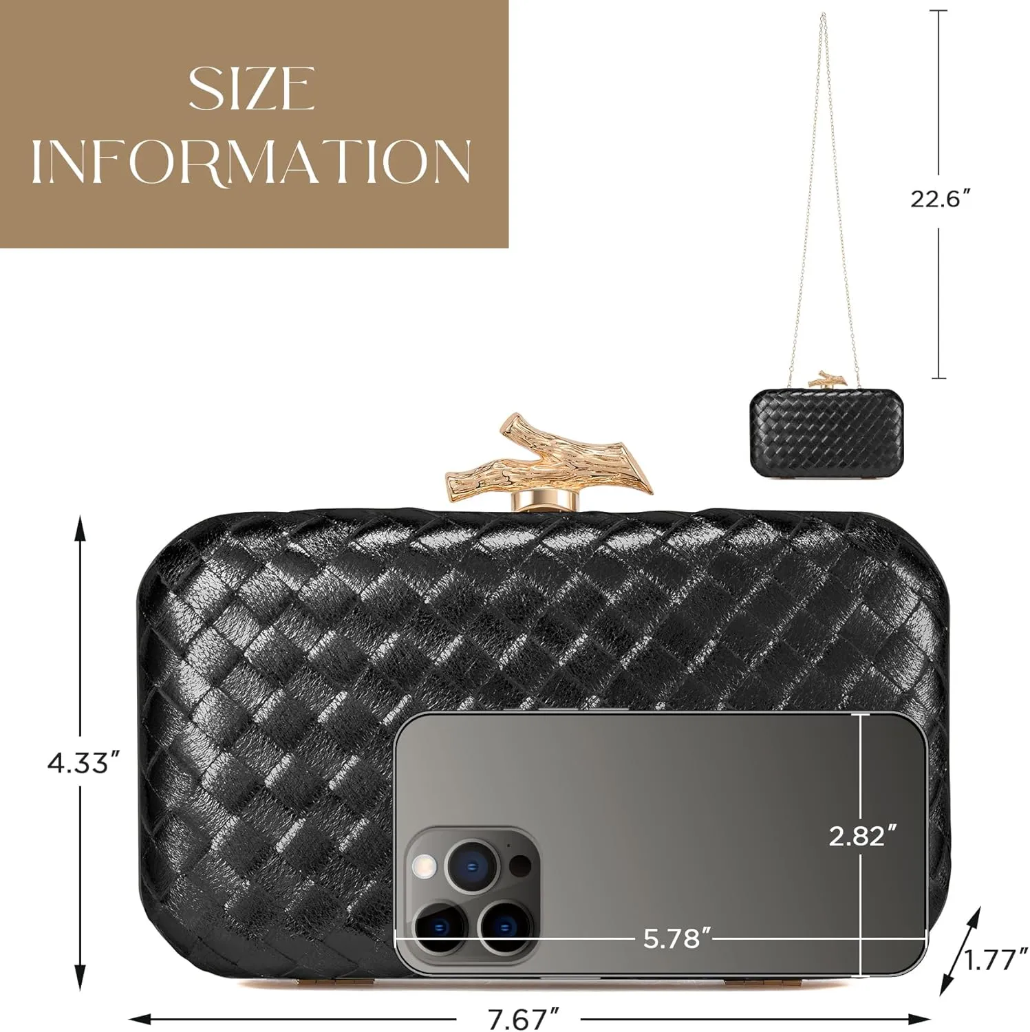 Clutch Purses for Women Evening/Wedding Chic Woven Bag Formal PU Leather Purse Designer Handbags for Women