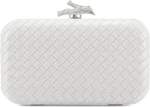 Clutch Purses for Women Evening/Wedding Chic Woven Bag Formal PU Leather Purse Designer Handbags for Women