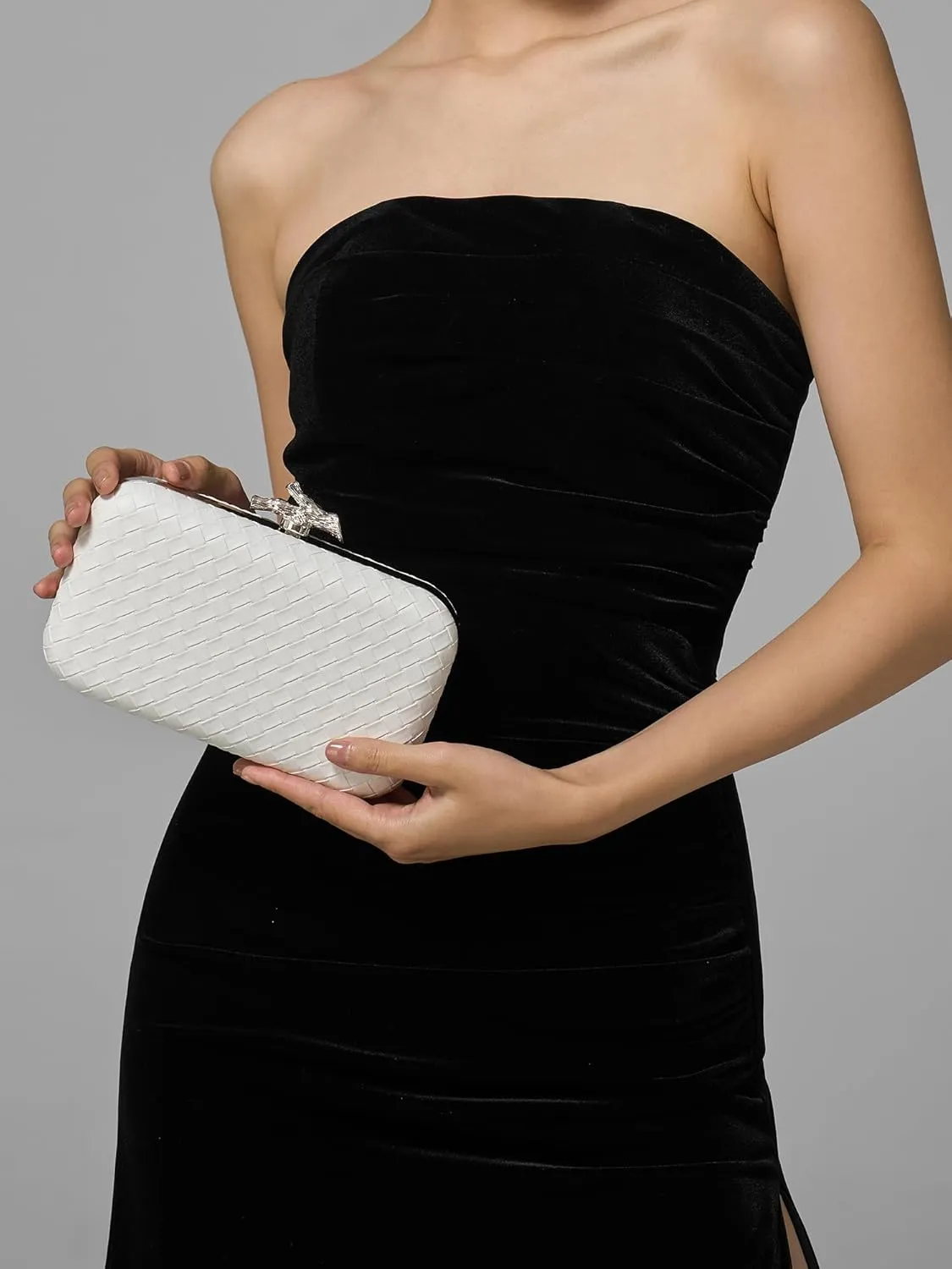 Clutch Purses for Women Evening/Wedding Chic Woven Bag Formal PU Leather Purse Designer Handbags for Women