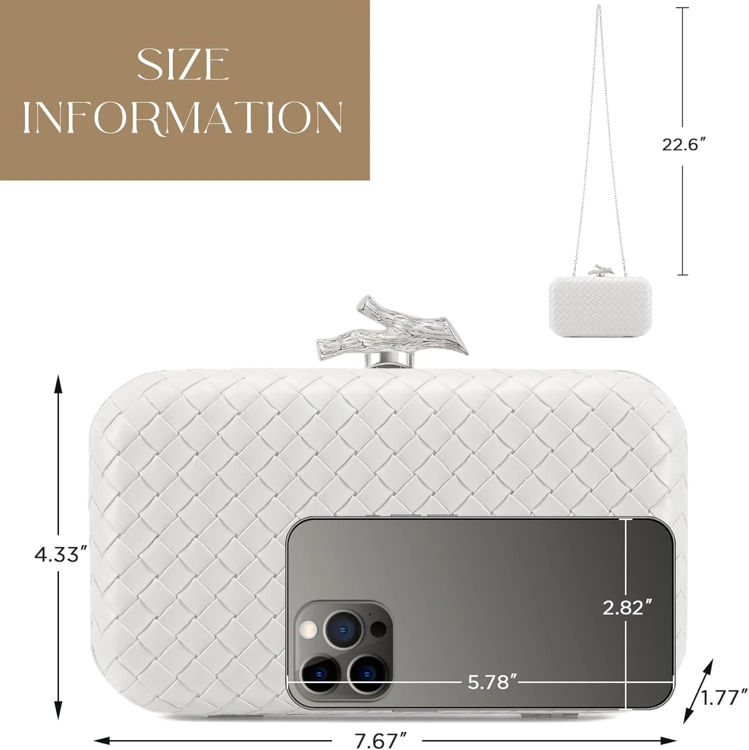 Clutch Purses for Women Evening/Wedding Chic Woven Bag Formal PU Leather Purse Designer Handbags for Women
