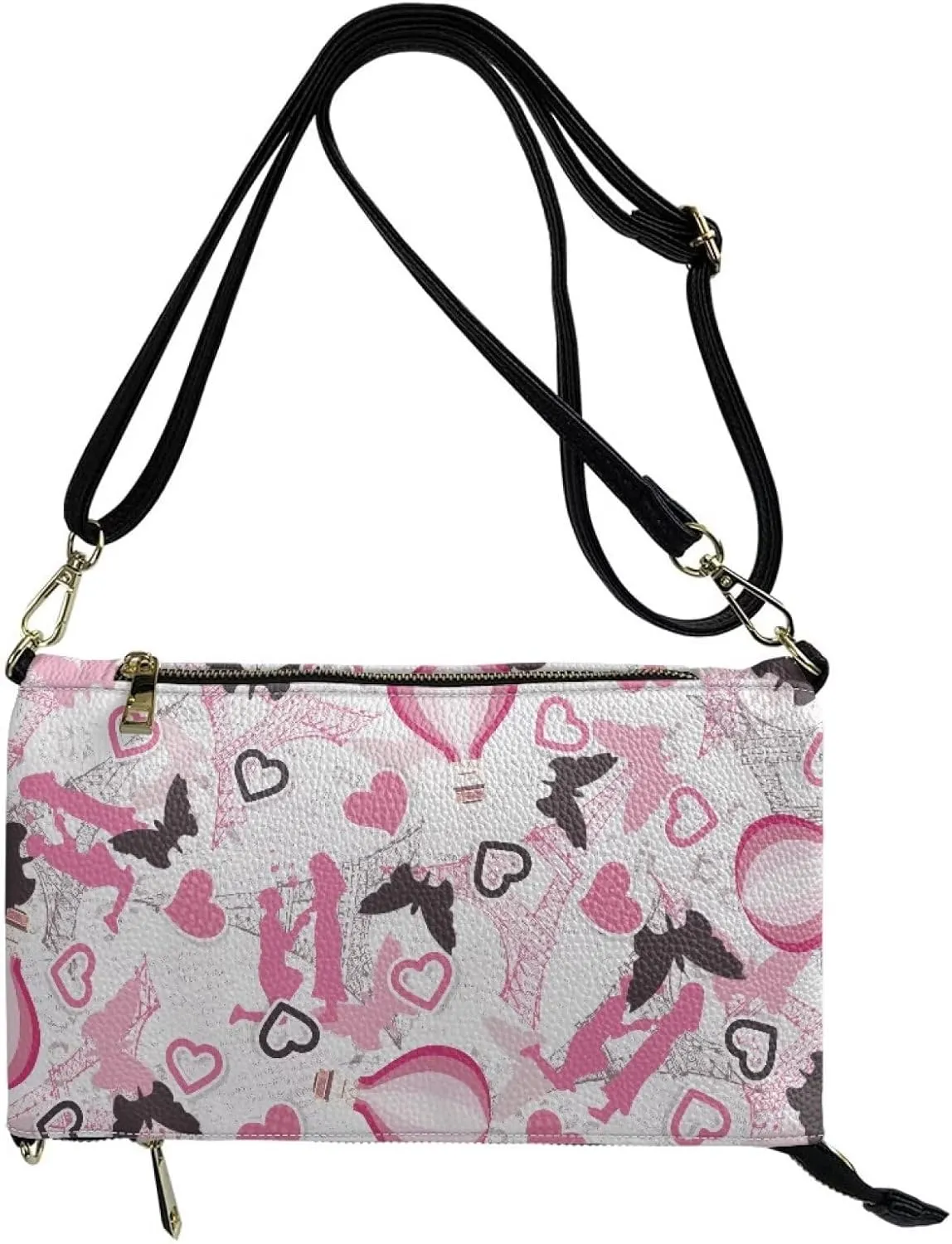 Clutch Purses for Women Leather Crossbody Shoulder Handbag with Removable Strap Waterproof Girls Party Bag