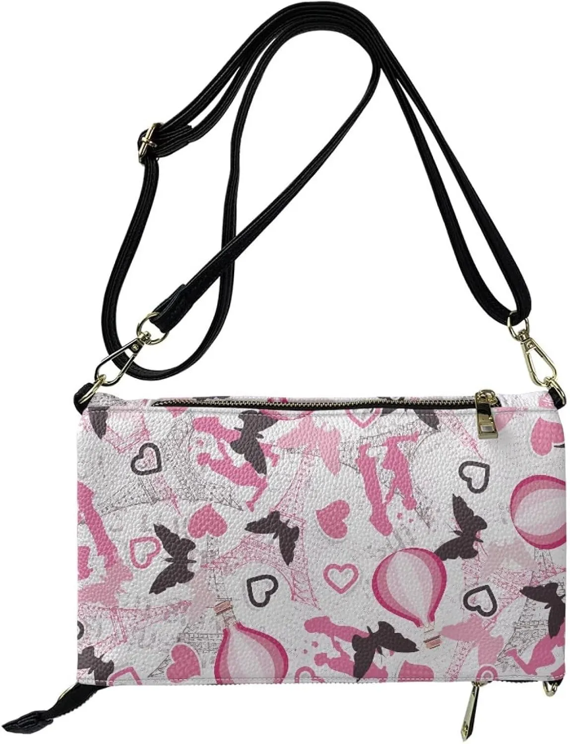 Clutch Purses for Women Leather Crossbody Shoulder Handbag with Removable Strap Waterproof Girls Party Bag