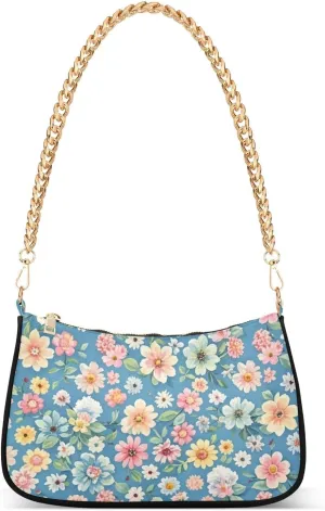 Clutch Purses for Women Trendy Chain Tote Bag Shoulder Handbags Floral Design Graduation Gifts for Her, Multi11
