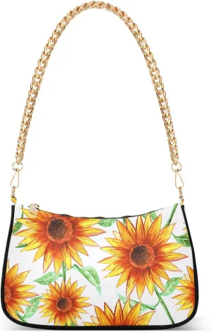 Clutch Purses for Women Trendy Chain Tote Bag Shoulder Handbags Sunflower Pattern Graduation Gifts for Her, Multi11