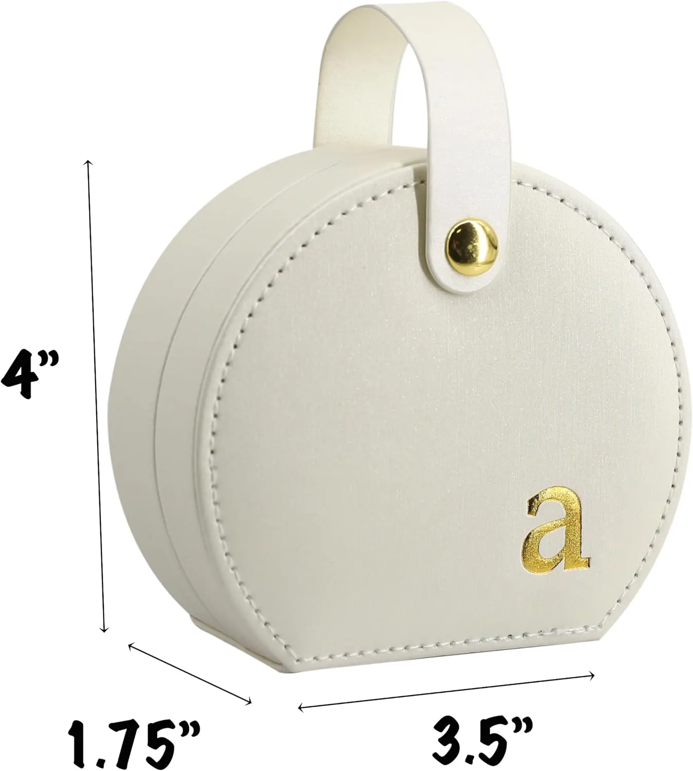 COLLECTIVE HOME - Travel Jewelry Case, Elegant Half-Moon Design with Gold Monogram, Detachable Handle, Personalized Accessory Organizer, Gift for Fashion-Forward Women and Teens (a)