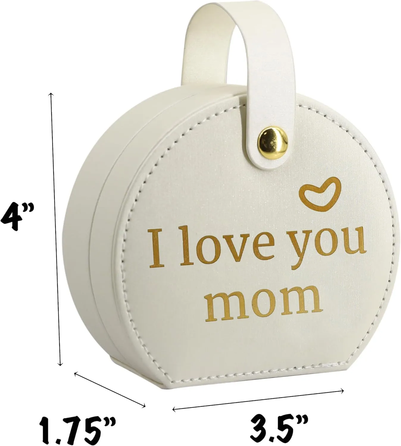 COLLECTIVE HOME - Travel Jewelry Case, Elegant Half-Moon Design with Heartfelt Message, Detachable Handle, Personalized Mother's Day Gift, Cherishing Special Moments (I love you mom)