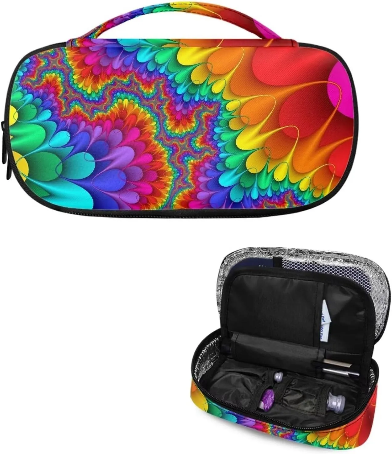 Colorful Tie Dye Diabetic Supplies and Insulin Travel Cooler Case for Medication Glucose Meter Storage Bag Holds Insulin Pens Blood Sugar Test Strips