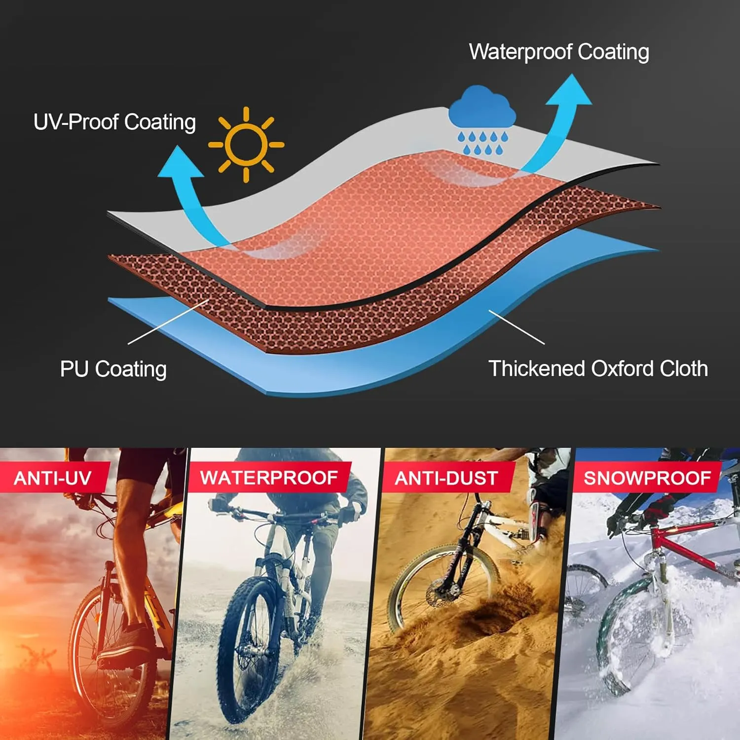 Comnova Bike Cover for 2 Bikes - Outdoor Bike Covers for Stationary 2 Bikes Waterproof & Heavy Duty, 600D Bicycle Covers for 2 eBike, Mountain Bike, Road Bike, Hybrid Bike, Beach Cruiser Bike Storage