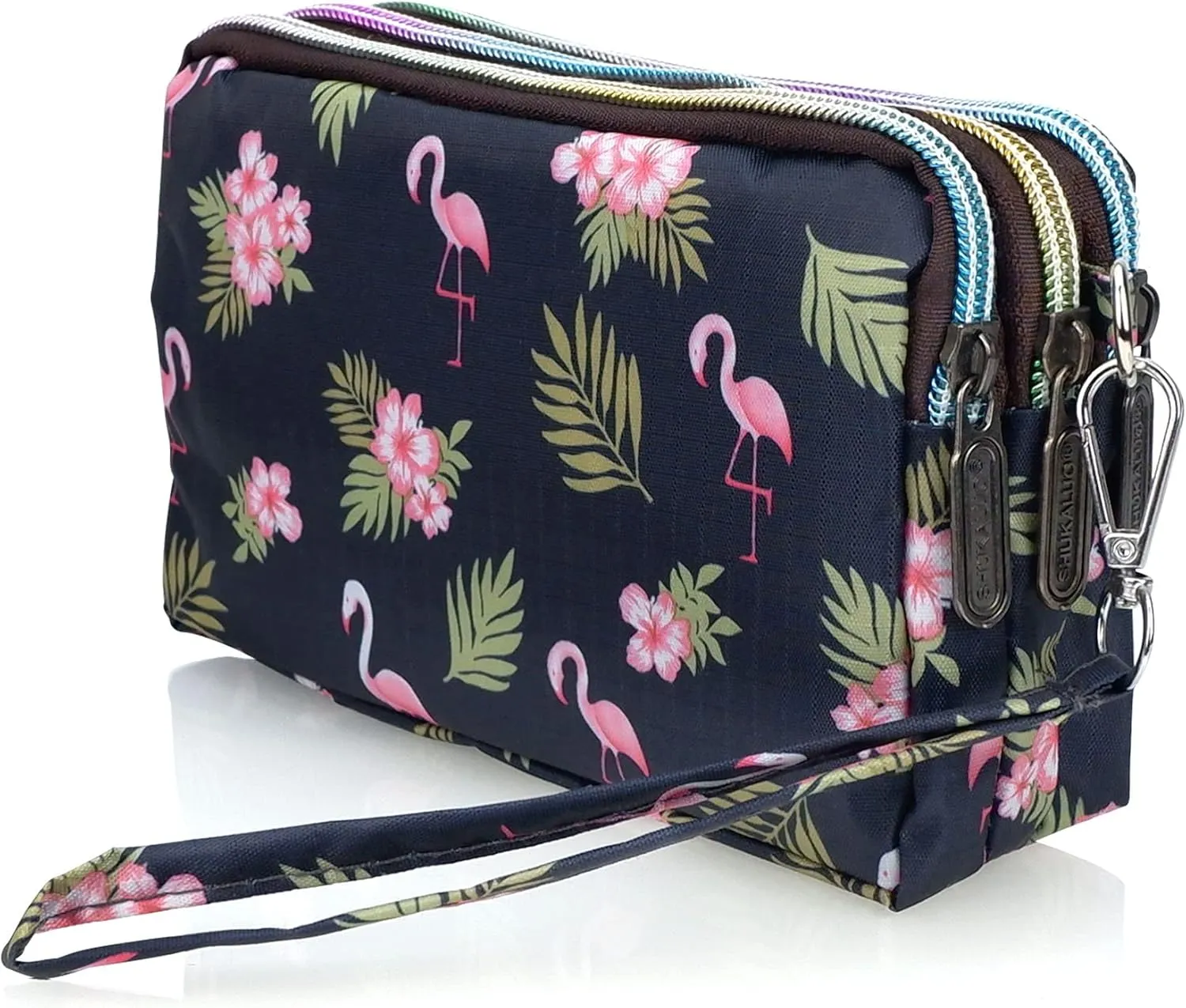CONISY Large Capacity Wristlet Wallets for Women, Printed Nylon Crossbody Clutch Purse, 3 Zipper Cell Phone Wallet for Ladies