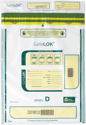 ControlTek SafeLok 12" x 16", Clear, 100 Bags, Tamper-Evident Deposit Bags, Cash Currency Handling & Valuables, Moisture, Heat, Cold Detection, Tear-off Receipt   Large Barcodes 585093