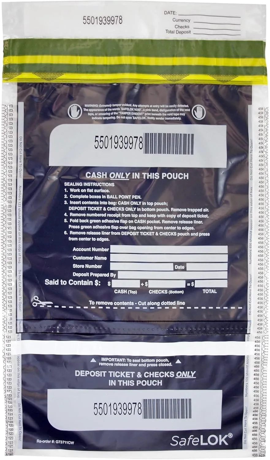 ControlTek SafeLOK VT Tamper-Evident Large Deposit Bags