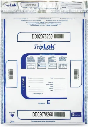 ControlTek TripLOK 15" x 20", Clear, 50 Bags, Tamper-Evident Deposit Bags for Cash Handling & Valuables, Moisture, Heat and Cold Sensitive Ink, Tear-Off Receipt   Large Barcodes 585048