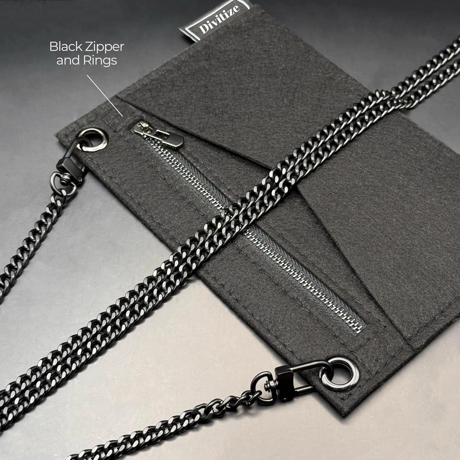 Conversion Kit compatible with Monogram Clutch, Insert with 120cm - 47" inches Matte Black Chain, Wristlet Insert Wallet on Chain (Eclipse Noir (Deep Black Insert   Black Chain))
