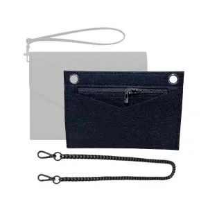 Conversion Kit compatible with Monogram Clutch, Insert with 120cm - 47" inches Matte Black Chain, Wristlet Insert Wallet on Chain (Eclipse Noir (Deep Black Insert   Black Chain))
