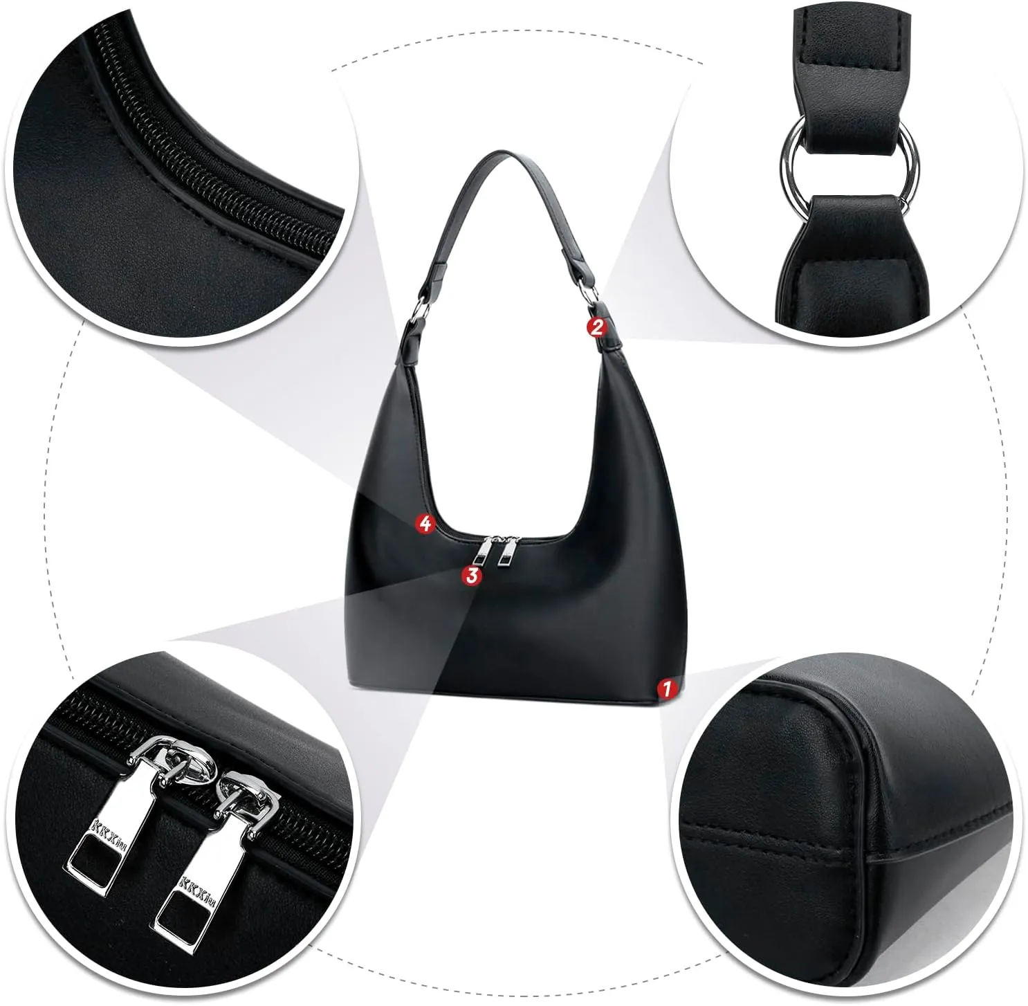 Convertible Hobo Clutch for Women, Underarm Purse with Removable Strap