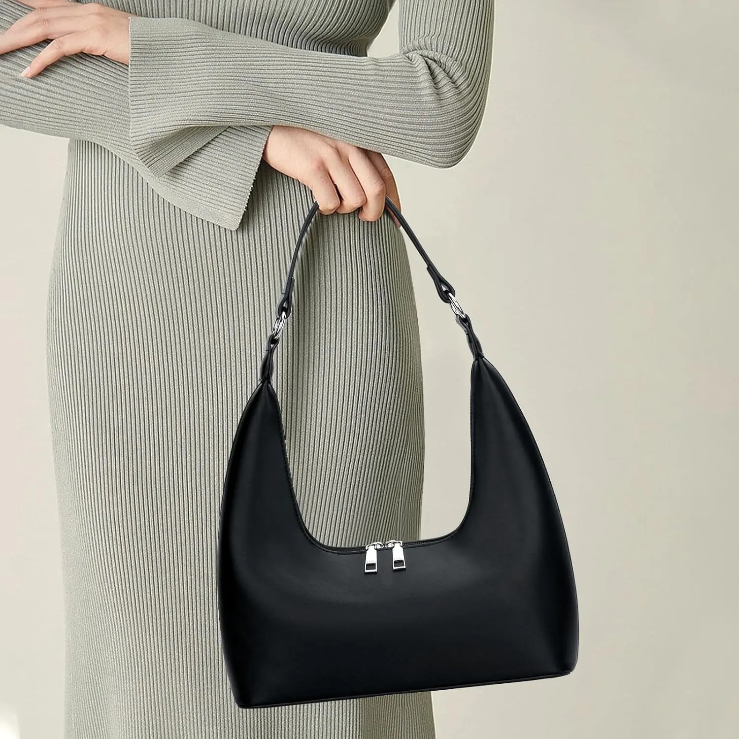 Convertible Hobo Clutch for Women, Underarm Purse with Removable Strap