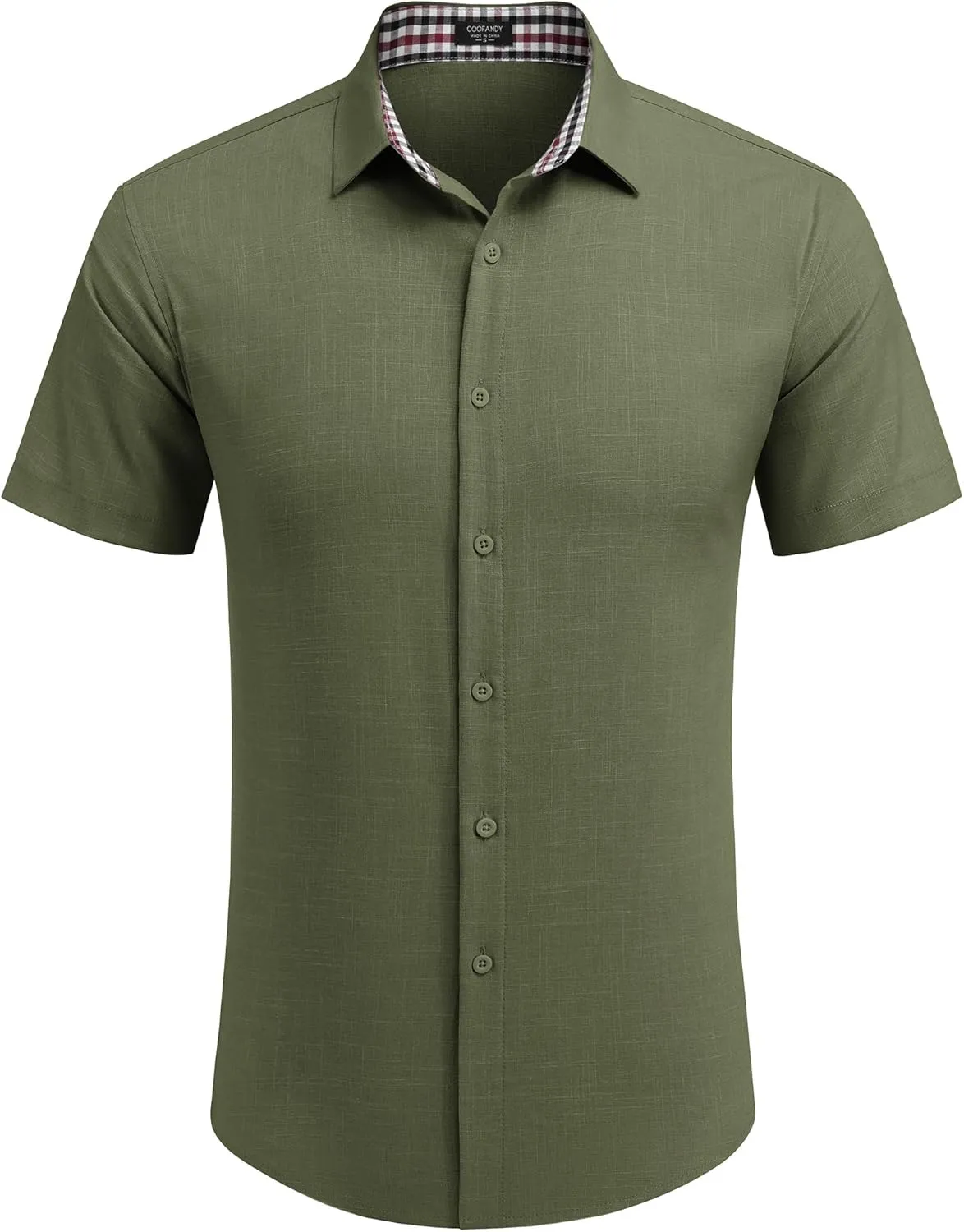 COOFANDY Mens Linen Shirt Casual Short Sleeve Button Down Shirts Summer Beach Vacation Tops