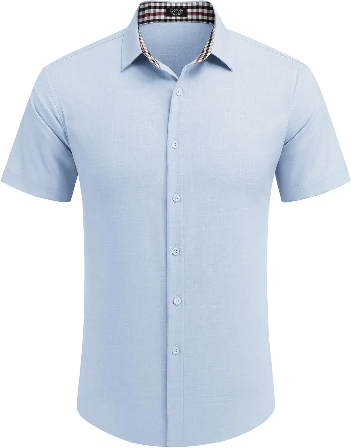 COOFANDY Mens Linen Shirt Casual Short Sleeve Button Down Shirts Summer Beach Vacation Tops